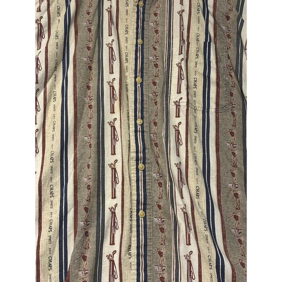 Chaps Ralph Lauren Mens Large Golf Theme Short Sleeve Button Down Cotton Shirt - Picture 5 of 6